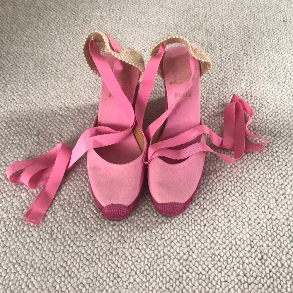 Christian Louboutin Pink Wrap-Up Wedges